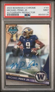 Michael Penix Jr. Auto - Refractor /499 - 2023 Bowman U Chrome - PSA 9 Mint - Picture 1 of 2