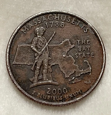 2000 P Washington Quarter Massachusetts Missing Clad Error or  EXPERIMENTAL - Image 1 of 4