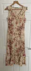 Per Una Linen Blend Ladies Long Sleeveless Floral Dress - M&S Wedding - UK 12L - Picture 1 of 5