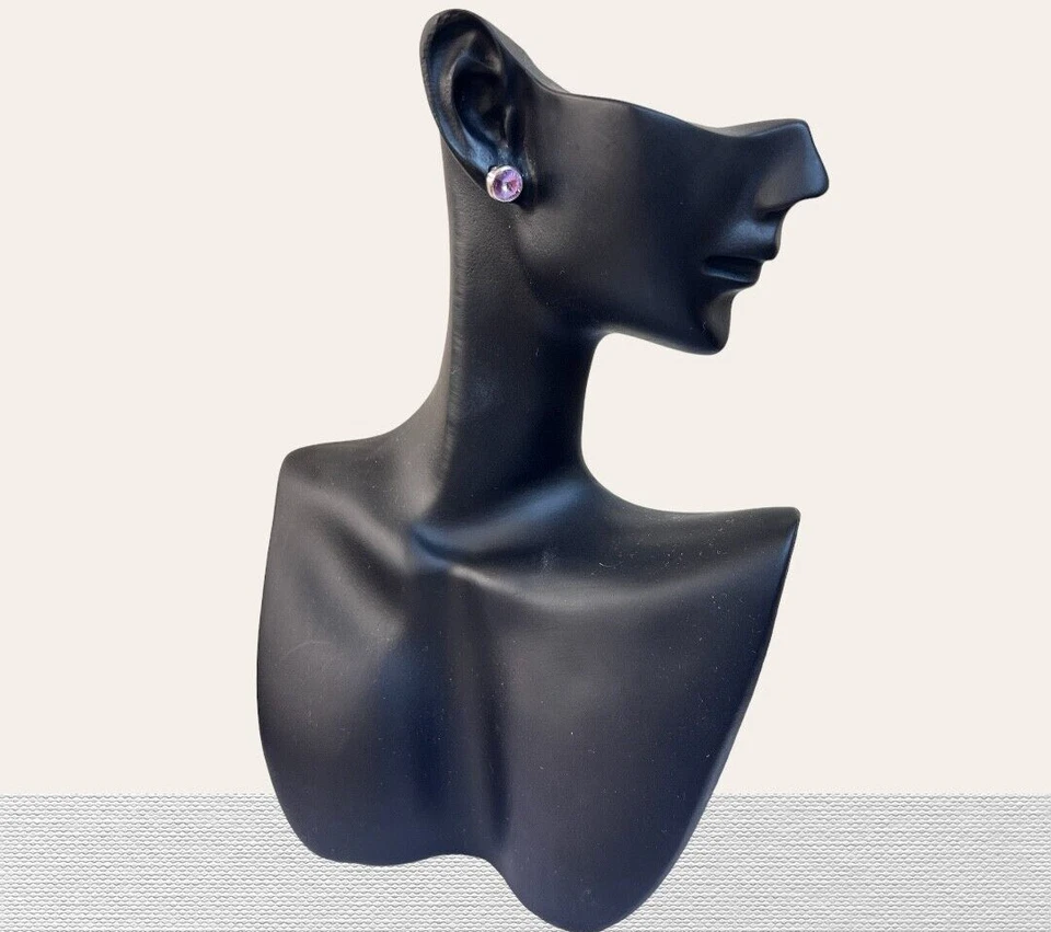 orecchini donna uomo argento 925 rodiato anallergico zircone punto luce viola - Immagine 1 di 1