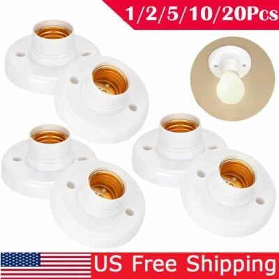 1/5/10/20X E27 Light Bulb Pendant Lamp Round Fixing Base Holder Screw Cap Socket - Image 1 of 4