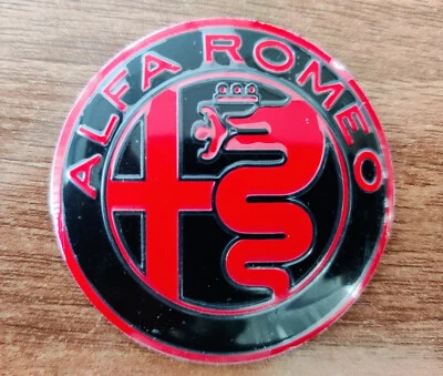 RED/BLACK Alfa Romeo GIULIA/STELVIO steering wheel emblem badge logo 56mm - Image 1 of 4