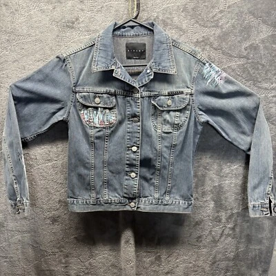 Chaqueta vaquera vintage Sisley para mujer M salpicaduras 2 bolsillos camionero italiano Italia Foto 1 de 4