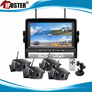 Digital Wireless 7" Monitor Splitscreen 4x Reversing Camera Kit DVR 12V 24V QUAD - Picture 1 of 12