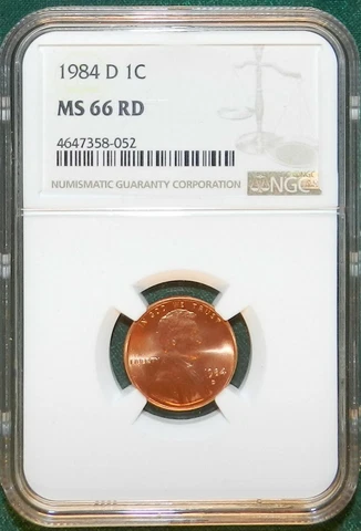 1984 D Lincoln Cent MS 66 RD NGC - RED UNC BU Penny [226] Cover