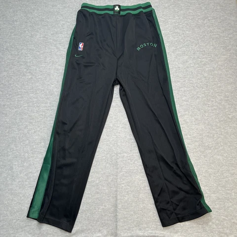 Boston Celtics Warm Up Pants Mens Large Black VTG Nike Team Button Snap Shooter Cover