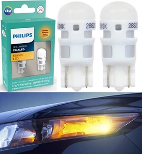 Philips Ultinon LED Light 168 Amber Two Bulb Front Side Marker Park Replace Fit - Foto 1 di 13