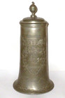 Alter Hochzeitskrug Walzenkrug 1843 ? Zinnkrug Bierkrug Zinn Krug Hochzeit Kanne
