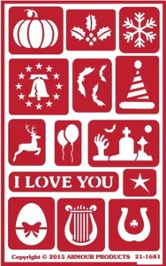 Plantilla de grabado de vidrio reutilizable Armour Over n Over - Surtido de vacaciones - Imagen 1 de 1