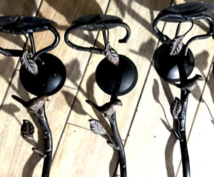Vintage  Metal Brass/bronze Birds on Branch Sconce Candle Holder 3 pc