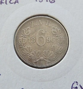 Südafrika ZAR, Silber Sixpence, 1896 Krüger. GVF - Bild 1 von 2