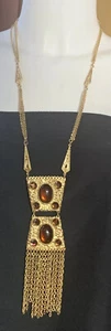 Vintage Goldette Chunky Gold Tone Slide, Long Multi-Chain Tassel Necklace - Picture 1 of 4