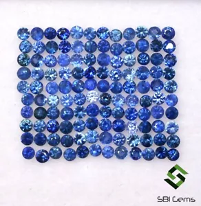 Lotto 5,00 cts zaffiro blu naturale taglio diamante rotondo taglio 1,50 mm pietre preziose sfuse - Foto 1 di 6