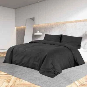 Set Copripiumino Nero 240x220 cm in Microfibra Leggera - Foto 1 di 8