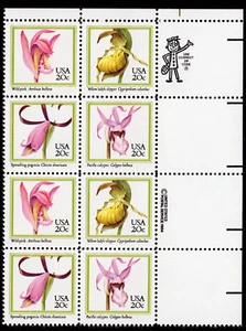 Scott #2076-2079a Orchids Zip Block of 8 Stamps - MNH - Picture 1 of 1