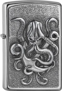 Encendedor Zippo Satinado Con Placa Pulpo 2007815 Cromado Encendedor De Tormenta - Imagen 1 de 3