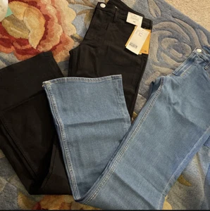 NWT H&M Jeans Girls Size 14 Flare Denim Low Waist Pants (SET of TWO!!!) - Picture 1 of 12