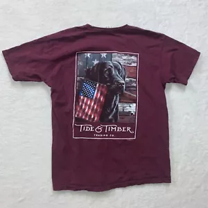 Camisa Tide & Timber Para Hombres XL Borgoña Bandera Americana Negra Laboratorio Perro Camisa del Sur - Imagen 1 de 5