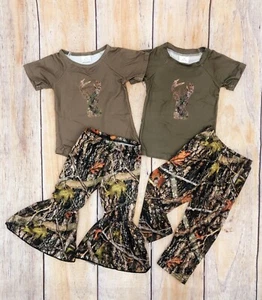 Kids Clothes Sibling Design Hunting Camo Deer Pants Boutique Outfit - Picture 1 of 3