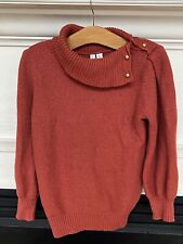 Janie Jack Girls Sweater 10 Puff Sleeve Fall Rust Gold Button Pullover
