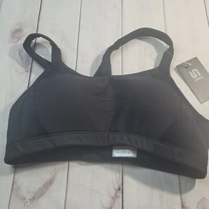 Syrokan Sports Bra Womens 40C Black Padded Wireless Hook And Eye Gym Workout - Picture 1 of 8