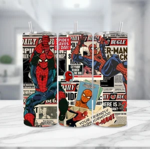 Amazing Spider Man Stainless Steel Tumbler & Metal Straw - 20 Oz Daily Bugle - Picture 1 of 4
