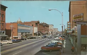 Main Street Concord New Hampshire USPS Mail Truck 1950s Autos Loans postcard KP4 - Picture 1 of 2