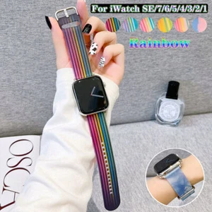 Colorful Silicone Watch Band Strap For Apple Watch Series 7 6 4 5 SE 41 42 49mm - Picture 1 of 22