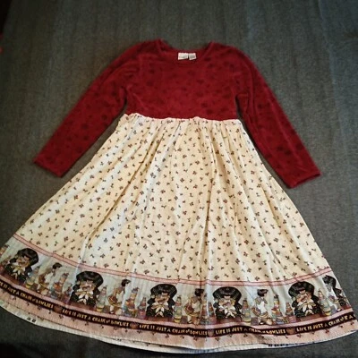 Vestido Circo Niñas Grande Rojo Manga Larga Fluido Cottage Boho Renfaire Campesino Foto 1 de 4