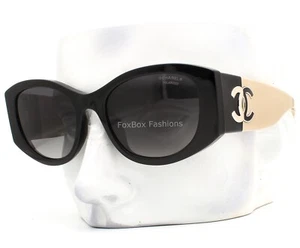 Gafas de sol Chanel ch5524A 534/S8 negras y beige polarizadas grises degradadas (sin estuche) - Imagen 1 de 10