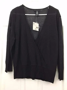 Knit Twofer Sweater Top Black Sparkle Dressy V Neck Apostrophe Petite XL NWT - Picture 1 of 12