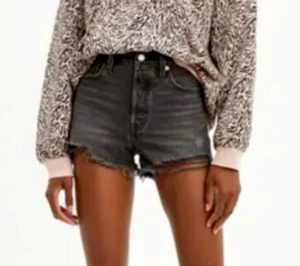 Levi's 501 High Rise Distressed Raw Hem Shorts in Carbon Size 30" - Picture 1 of 14