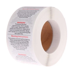 500pcs/roll Candle Safety Warning Label Candle Jar Stickers Round Wax Melt.lu8 - Picture 1 of 12