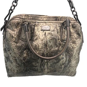 Coach Grey Python snakeskin Leather Shoulder Purse Hobo Bag zip top pleated - Picture 1 of 10