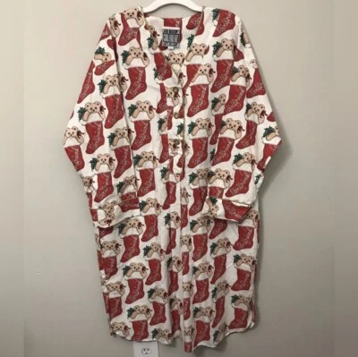 VTG Joe Boxer Girlfriend! Teddy Bear Christmas Stocking Print Nightgown Size M/L - Image 1 of 4