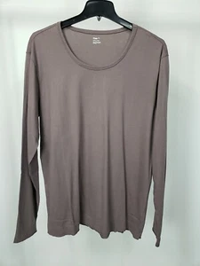Camisa GAP cuello en U suave Pima algodón borde crudo manga larga talla XL gris-marrón nueva con etiquetas - Imagen 1 de 2
