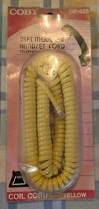 VINTAGE Coby CP-625 Coil cord yellow 25' modular handset cord - Zdjęcie 1 z 1