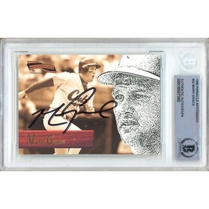 Mark Grace Auto 1996 Pinnacle Aficionado #52 Chicago Cubs Autograph Beckett Slab - Picture 1 of 7