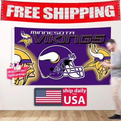 Minnesota Vikings 3X5 Bandera Hombre Cueva Bandera Fútbol Nuevo Vendedor de EE. UU. Envío GRATIS  Foto 1 de 4