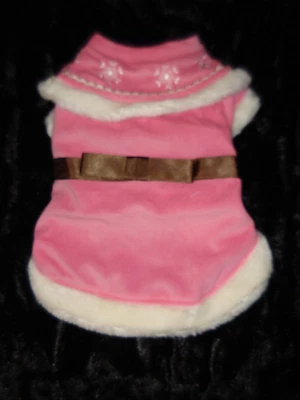 Pretty in Pink Dog Coat -  Pink with Faux Fur Trim - For the Well Dressed Pup -M - Image 1 of 4
