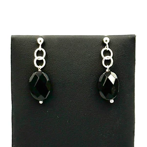 Pendientes De Plata 925 Gotas De Ónice Vintage Made In Italy - Imagen 1 de 9