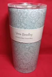 Vera Bradley Eden Paisley Mint Travel Mug 20 Oz Stainless Steel *Chipped Rim - Picture 1 of 9