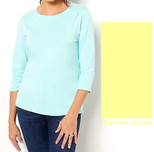 Denim & Co. Jersey-Top mit Schulterdetail 3/4-Arm - SONNENGELB, Medium - Bild 1 von 1