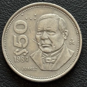 1984 Mexico - 50 Pesos Copper-Nickel Coin - Benito Juarez  World Coin - Picture 1 of 2