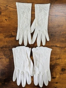 Vintage 1950s beaded Stretch Nylon Formal gloves. Extra Small - Picture 1 of 4