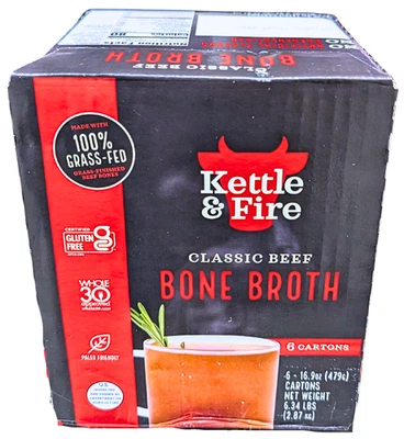 Caldo de huesos de carne de res Kettle & Fire 6 unidades x 16,9 OZ EXP 06/2027 Foto 1 de 4