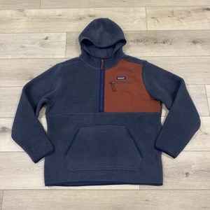 Patagonia Jacke Retro Pile Fleece Herren Large Blau Pullover Hoodie Half Zip - Bild 1 von 12