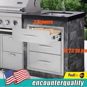 Stainless Steel BBQ Drawers Outdoor Kitchen Island Door Drawer BBQ Grills - Picture 1 of 19