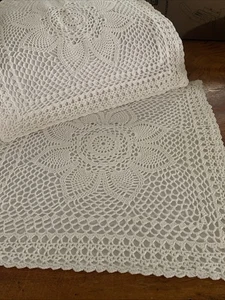 "2 frentes de almohada de ganchillo blanco 15"" cuadrado respaldo de algodón sin apertura tocador paño" - Imagen 1 de 8