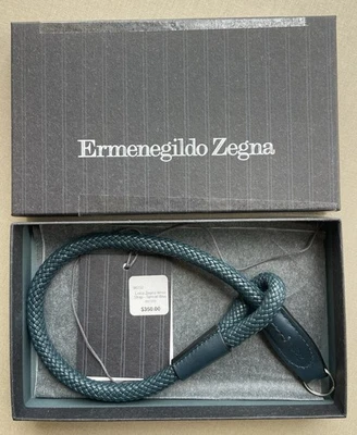 LEICA ZEGNA 98252 Pulseira de Couro Trançado, Azul Spey, Itália, Nova Na Caixa - Imagem 1 de 4